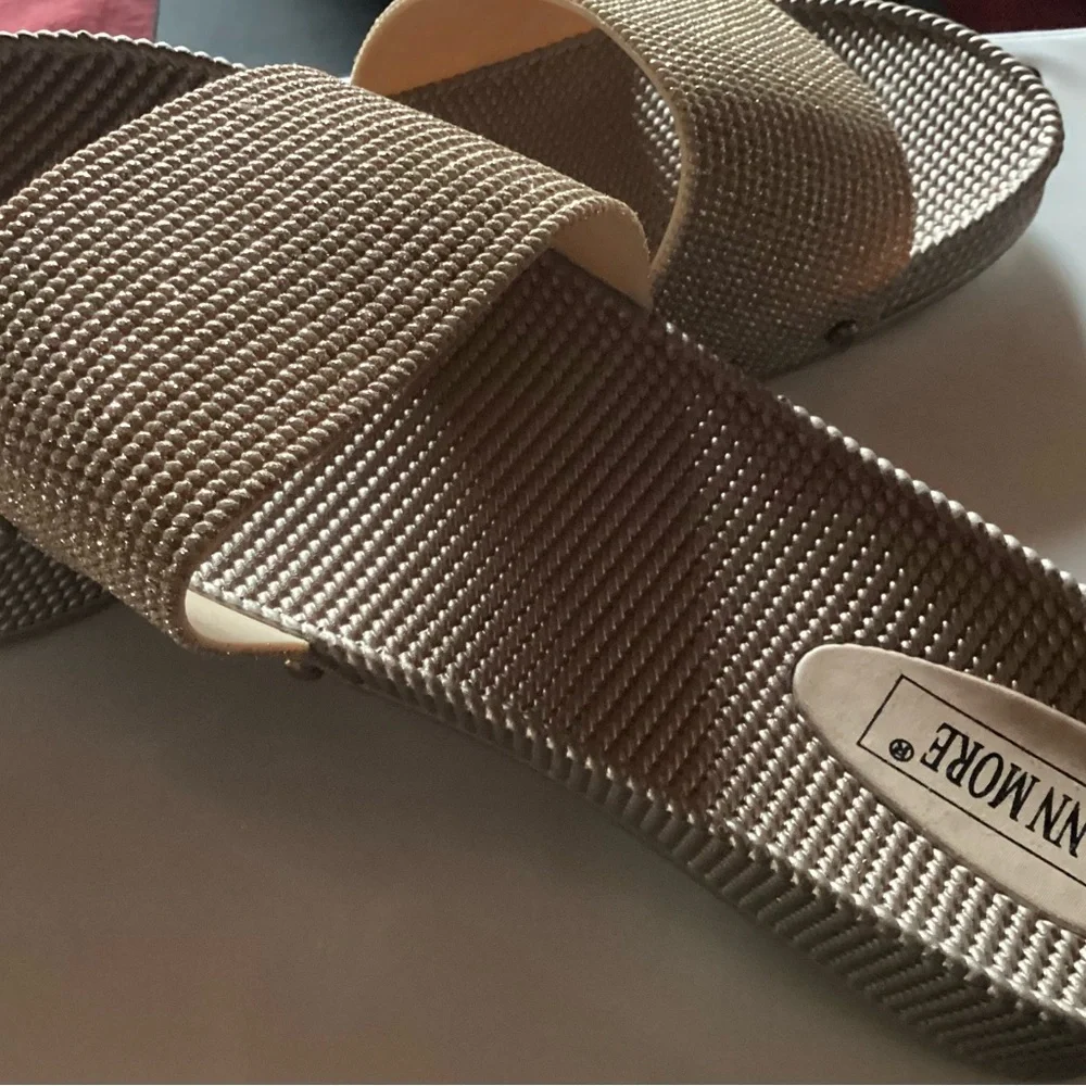 Ann More gold sparkle slip on sandals